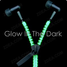 Luminous Zipper Headphone Earbuds Glow In The Dark